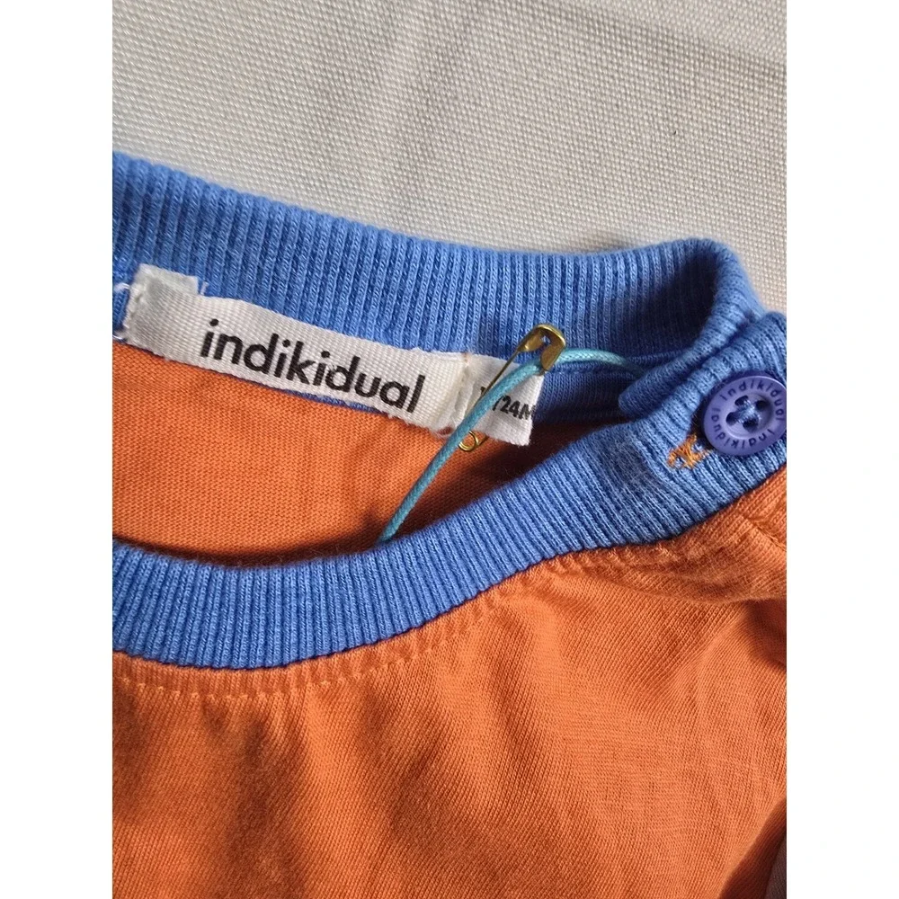 Indikidual Kids 12-24 Months‎ Long Sleeve Shirt Color Block Organic NWT